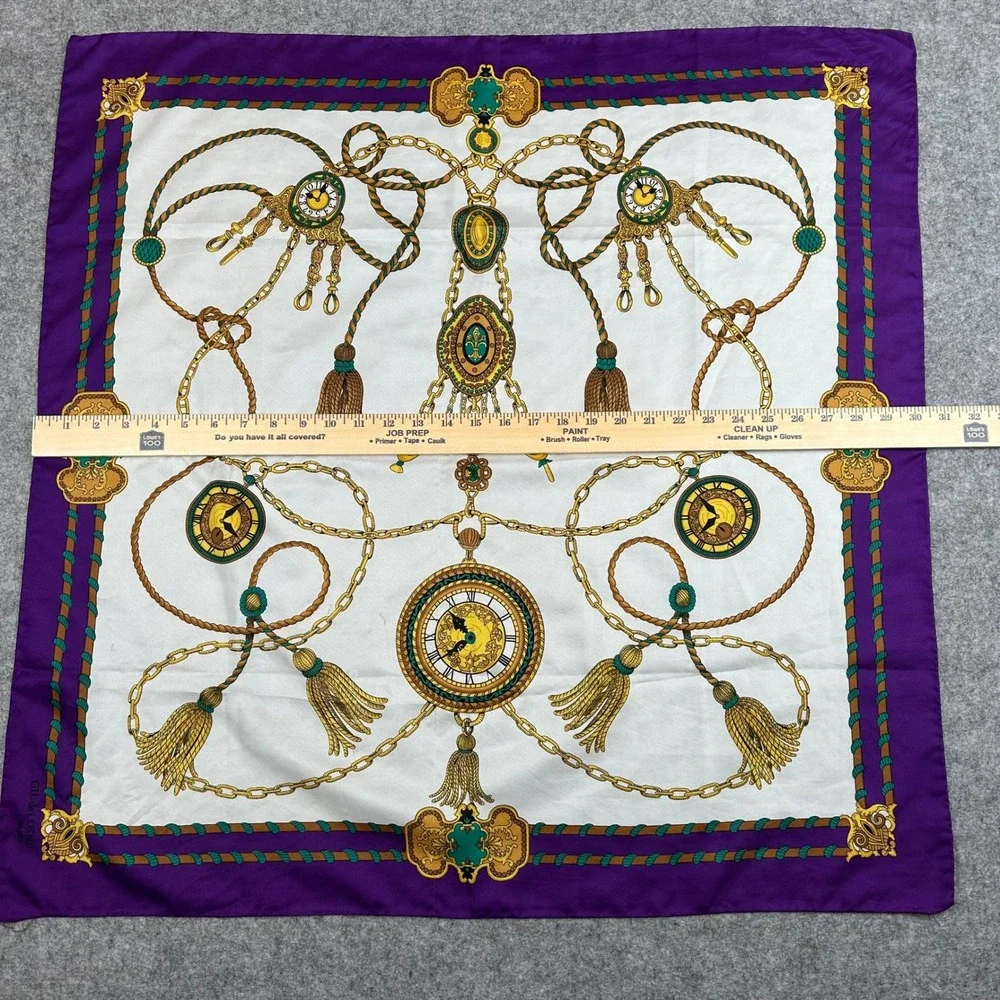 GUC Vintage Gil De Losne Paris Scarf Purple White Gold Old Money Classic Prep